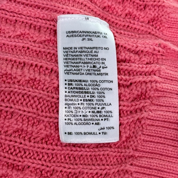 Plus Size 1X Amazon Essentials Cable Turtleneck Sweater — Coral Pink - Picture 3 of 6